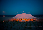 party tent on the beach at night